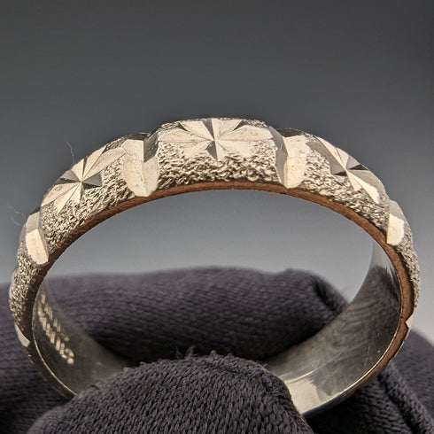 British vintage jewelry, sterling silver bright cut ring